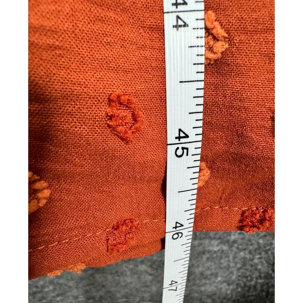 Shein Womens Sz M Rust Orange Long Sleeve Maxi Dress Swiss Dot Belted Tiered - Picture 9 of 11